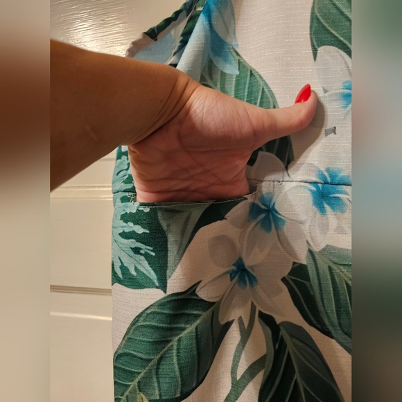 Tropical Floral Sleeveless Jumpsuit Overalls L/XL - Picture 2 of 6